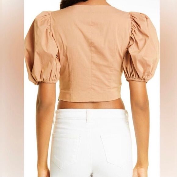 Cing a Sept NWT Vada Puff Sleeve Poplin Crop Top in Sahara Size L - Picture 4 of 11